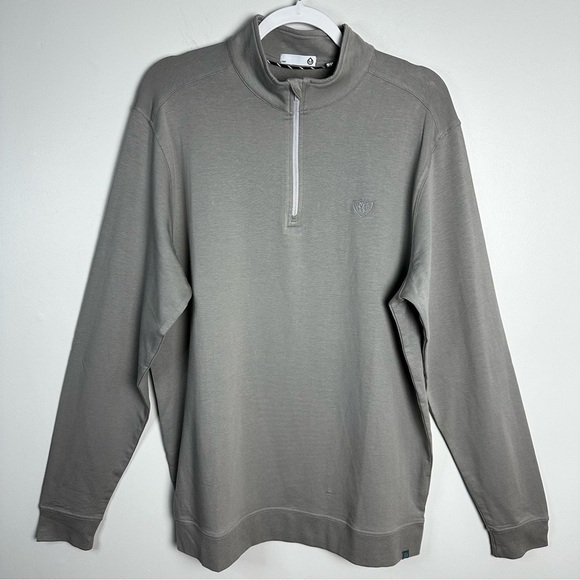 Tasc Cloud French Terry Quarter Zip 1/4 Pullover Gray Mens Large Golf Organic - Picture 2 of 11